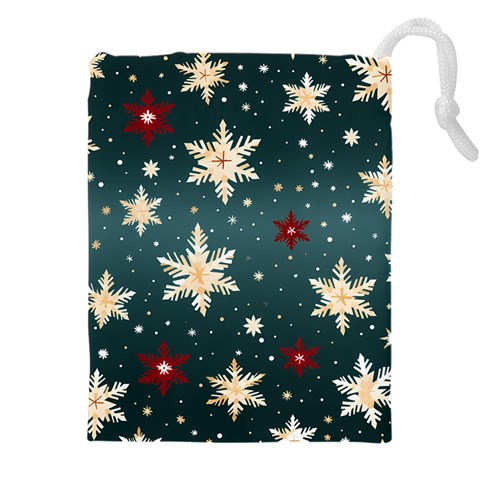 Snowflakes Winter Snow Drawstring Pouch (4XL) from ArtsNow.com Front