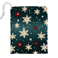 Snowflakes Winter Snow Drawstring Pouch (4XL) from ArtsNow.com Back