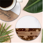 Snowflakes Winter Snow Classic Marble Wood Coaster (Round) 