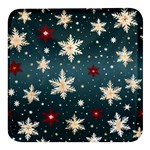 Snowflakes Winter Snow Square Glass Fridge Magnet (4 pack)