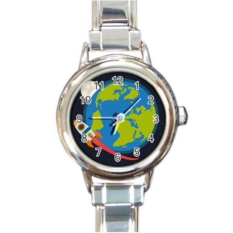 Spaceship Design Round Italian Charm Watch from ArtsNow.com Front