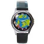 Spaceship Design Round Metal Watch