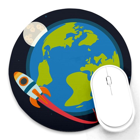 Spaceship Design Round Mousepad from ArtsNow.com Front