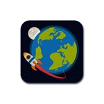 Spaceship Design Rubber Square Coaster (4 pack)