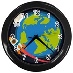 Spaceship Design Wall Clock (Black)