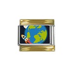 Spaceship Design Gold Trim Italian Charm (9mm)