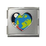 Spaceship Design Mega Link Heart Italian Charm (18mm)