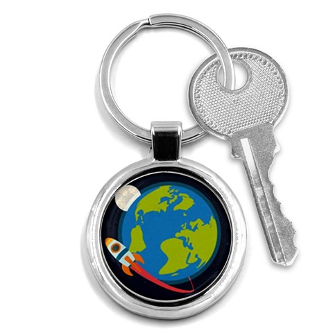 Spaceship Design Key Chain (Round) from ArtsNow.com Front