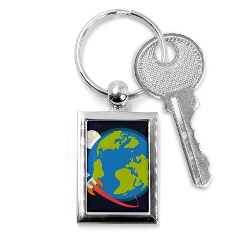 Spaceship Design Key Chain (Rectangle) from ArtsNow.com Front