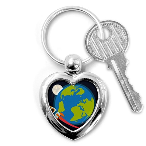 Spaceship Design Key Chain (Heart) from ArtsNow.com Front