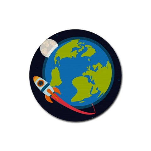Spaceship Design Rubber Round Coaster (4 pack) from ArtsNow.com Front