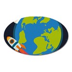 Spaceship Design Oval Magnet