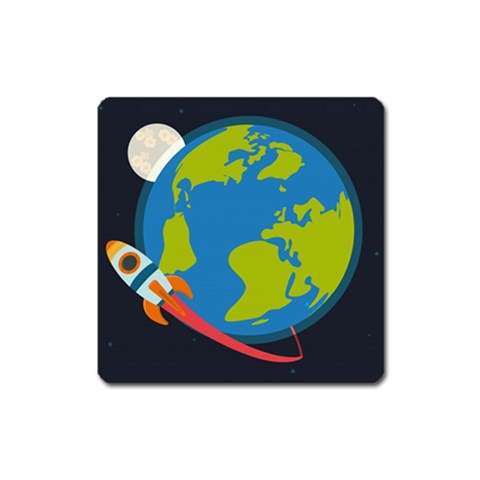 Spaceship Design Square Magnet from ArtsNow.com Front