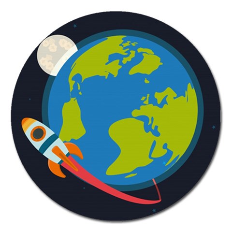 Spaceship Design Magnet 5  (Round) from ArtsNow.com Front