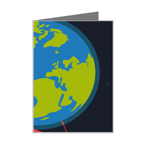 Spaceship Design Mini Greeting Card from ArtsNow.com Left