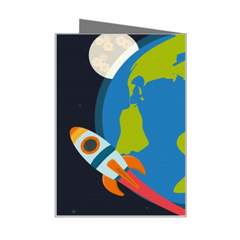 Spaceship Design Mini Greeting Card from ArtsNow.com Right