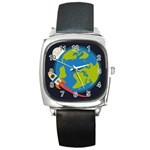 Spaceship Design Square Metal Watch
