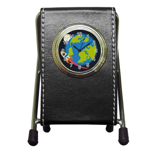 Spaceship Design Pen Holder Desk Clock from ArtsNow.com Front