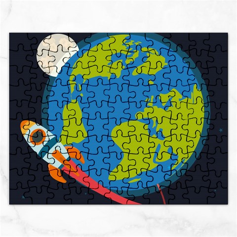 Spaceship Design Rectangular Jigsaw Puzzl from ArtsNow.com Front