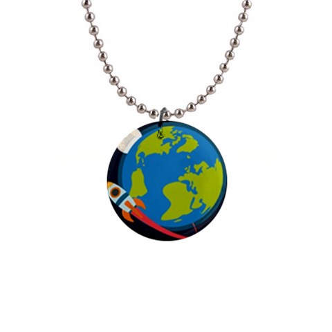 Spaceship Design 1  Button Necklace from ArtsNow.com Front