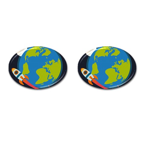 Spaceship Design Cufflinks (Oval) from ArtsNow.com Front(Pair)