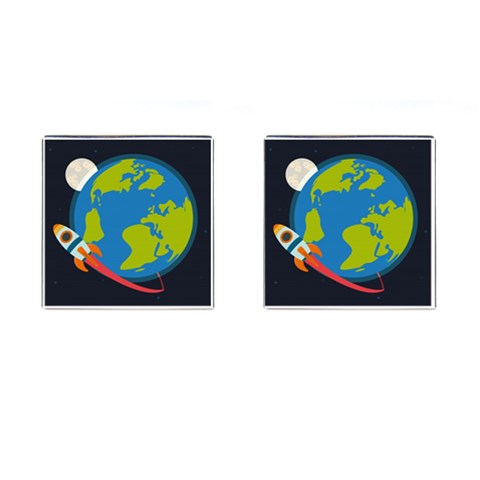 Spaceship Design Cufflinks (Square) from ArtsNow.com Front(Pair)