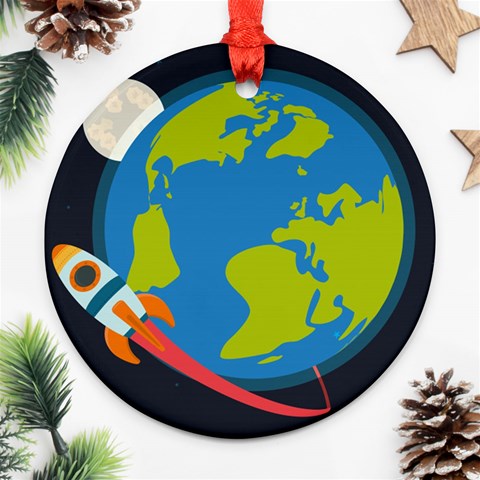 Spaceship Design Round Ornament (Two Sides) from ArtsNow.com Front