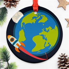 Spaceship Design Round Ornament (Two Sides) from ArtsNow.com Back