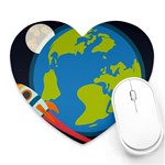Spaceship Design Heart Mousepad