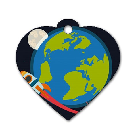 Spaceship Design Dog Tag Heart (Two Sides) from ArtsNow.com Front