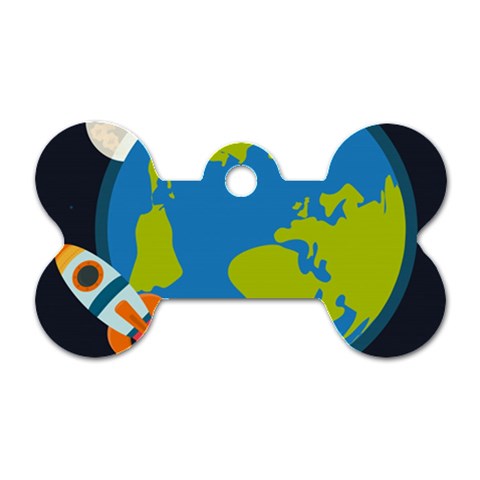 Spaceship Design Dog Tag Bone (One Side) from ArtsNow.com Front
