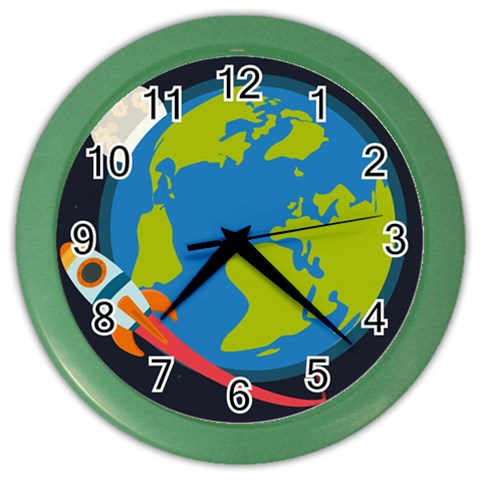 Spaceship Design Color Wall Clock from ArtsNow.com Front