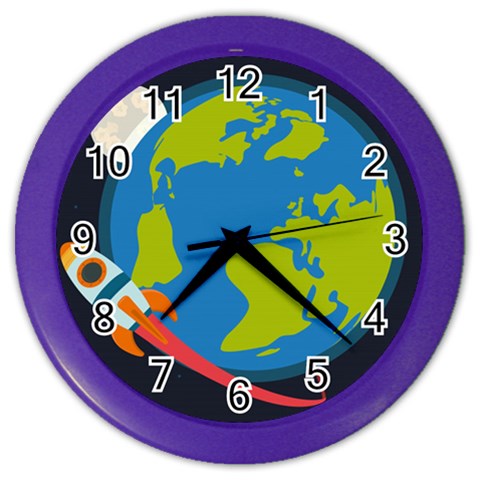 Spaceship Design Color Wall Clock from ArtsNow.com Front