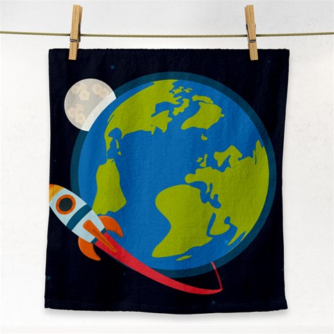 Spaceship Design Face Towel from ArtsNow.com Front