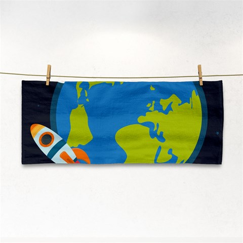 Spaceship Design Hand Towel from ArtsNow.com Front