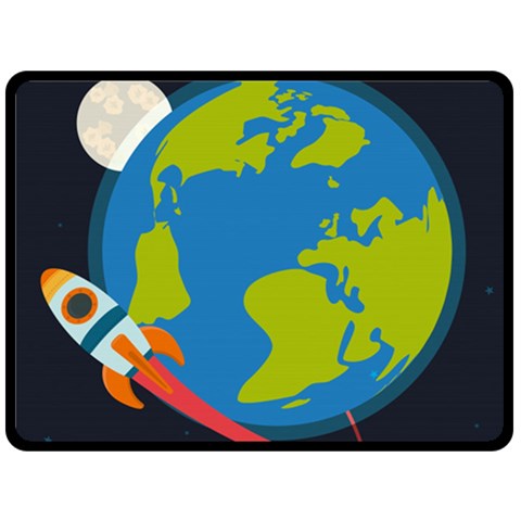 Spaceship Design Fleece Blanket (Large) from ArtsNow.com 80 x60  Blanket Front