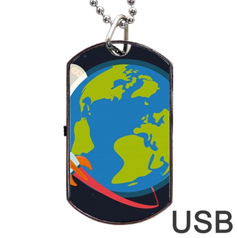 Spaceship Design Dog Tag USB Flash (Two Sides) from ArtsNow.com Front