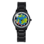 Spaceship Design Stainless Steel Round Watch