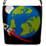 Spaceship Design Flap Closure Messenger Bag (S)