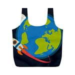 Spaceship Design Full Print Recycle Bag (M)
