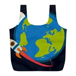 Spaceship Design Full Print Recycle Bag (L)