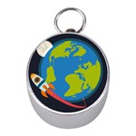 Spaceship Design Mini Silver Compasses