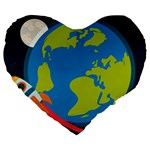 Spaceship Design Large 19  Premium Flano Heart Shape Cushions