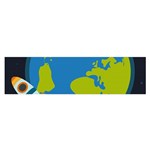 Spaceship Design Oblong Satin Scarf (16  x 60 )