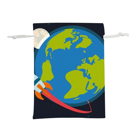 Spaceship Design Lightweight Drawstring Pouch (L) from ArtsNow.com Front