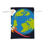 Spaceship Design Lightweight Drawstring Pouch (L)
