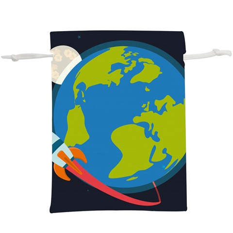 Spaceship Design Lightweight Drawstring Pouch (XL) from ArtsNow.com Front