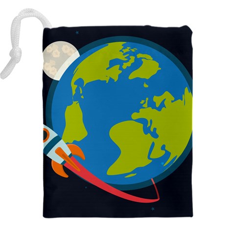 Spaceship Design Drawstring Pouch (4XL) from ArtsNow.com Back