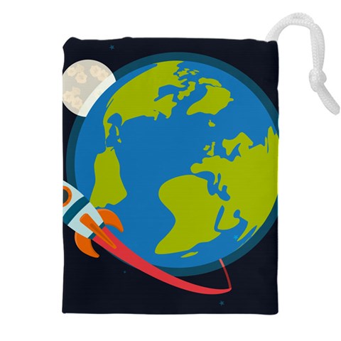 Spaceship Design Drawstring Pouch (5XL) from ArtsNow.com Front