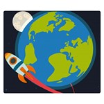 Spaceship Design Premium Plush Fleece Blanket (Small)